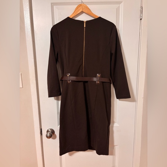 Michael Kors Brown Long Sleeve Dress with Gold Accents - Picture 4 of 5
